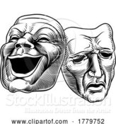 Vector Illustration of Theater or Theatre Drama Comedy and Tragedy Masks by AtStockIllustration