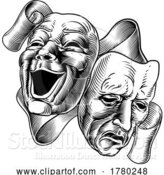 Vector Illustration of Theater or Theatre Drama Comedy and Tragedy Masks by AtStockIllustration