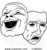 Vector Illustration of Theater or Theatre Drama Comedy and Tragedy Masks by AtStockIllustration