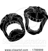 Vector Illustration of Theater or Theatre Drama Comedy and Tragedy Masks by AtStockIllustration