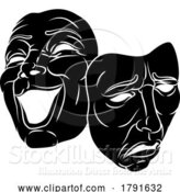 Vector Illustration of Theater or Theatre Drama Comedy and Tragedy Masks by AtStockIllustration