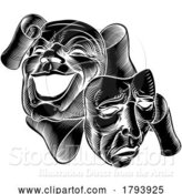 Vector Illustration of Theater or Theatre Drama Comedy and Tragedy Masks by AtStockIllustration