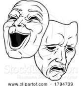 Vector Illustration of Theater or Theatre Drama Comedy and Tragedy Masks by AtStockIllustration