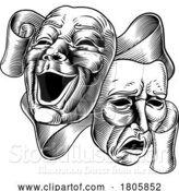 Vector Illustration of Theater or Theatre Drama Comedy and Tragedy Masks by AtStockIllustration