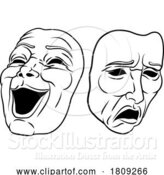 Vector Illustration of Theater or Theatre Drama Comedy and Tragedy Masks by AtStockIllustration