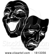 Vector Illustration of Theater or Theatre Drama Comedy and Tragedy Masks by AtStockIllustration