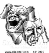 Vector Illustration of Theater or Theatre Drama Comedy and Tragedy Masks by AtStockIllustration