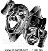 Vector Illustration of Theatre Drama Comedy and Tragedy Masks by AtStockIllustration