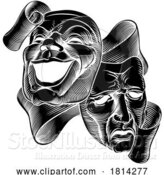 Vector Illustration of Theatre Drama Comedy and Tragedy Masks by AtStockIllustration