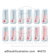Vector Illustration of Thermometers Depicting Cool to Hot Temperatures by AtStockIllustration