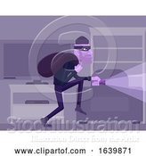 Vector Illustration of Thief Burglar Robber Criminal Scene by AtStockIllustration