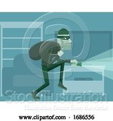 Vector Illustration of Thief Burglar Robber Criminal Scene by AtStockIllustration