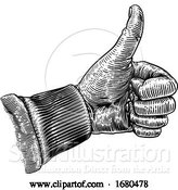 Vector Illustration of Thumbs up Woodcut Hand by AtStockIllustration