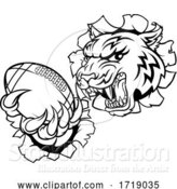 Vector Illustration of Tiger American Football Player Sports Mascot by AtStockIllustration