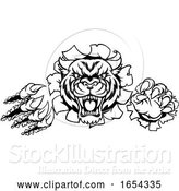 Vector Illustration of Tiger Angry Mascot Background Claws Breakthrough by AtStockIllustration