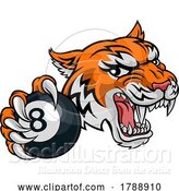 Vector Illustration of Tiger Angry Pool 8 Ball Billiards Mascot by AtStockIllustration