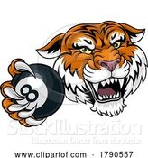 Vector Illustration of Tiger Angry Pool 8 Ball Billiards Mascot by AtStockIllustration