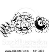 Vector Illustration of Tiger Angry Pool 8 Ball Billiards Mascot by AtStockIllustration