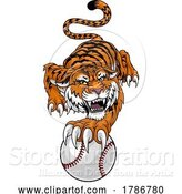 Vector Illustration of Tiger Baseball Ball Animal Sports Team Mascot by AtStockIllustration