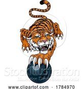 Vector Illustration of Tiger Bowling Ball Animal Sports Team Mascot by AtStockIllustration