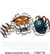 Vector Illustration of Tiger Bowling Ball Animal Sports Team Mascot by AtStockIllustration