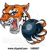 Vector Illustration of Tiger Bowling Player Animal Sports Mascot by AtStockIllustration