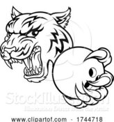 Vector Illustration of Tiger Bowling Player Animal Sports Mascot by AtStockIllustration