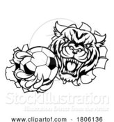 Vector Illustration of Tiger Cat Animal Sports Soccer Football Mascot by AtStockIllustration