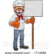 Vector Illustration of Tiger Chef Restaurant Mascot Sign by AtStockIllustration