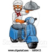 Vector Illustration of Tiger Chef Scooter Mascot Character by AtStockIllustration