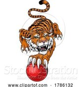 Vector Illustration of Tiger Cricket Ball Animal Sports Team Mascot by AtStockIllustration