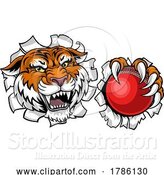 Vector Illustration of Tiger Cricket Ball Animal Sports Team Mascot by AtStockIllustration