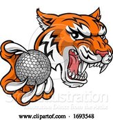 Vector Illustration of Tiger Golf Ball Player Animal Sports Mascot by AtStockIllustration