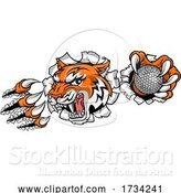 Vector Illustration of Tiger Golf Ball Player Animal Sports Mascot by AtStockIllustration