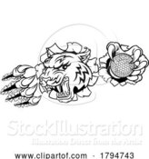Vector Illustration of Tiger Golf Ball Player Animal Sports Mascot by AtStockIllustration