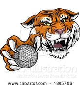 Vector Illustration of Tiger Golf Ball Sports Team Animal Mascot by AtStockIllustration