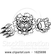Vector Illustration of Tiger Holding Baseball Ball Breaking Background by AtStockIllustration