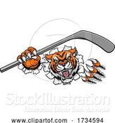 Vector Illustration of Tiger Ice Hockey Player Animal Sports Mascot by AtStockIllustration