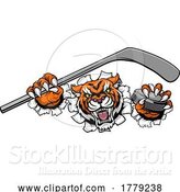 Vector Illustration of Tiger Ice Hockey Player Animal Sports Mascot by AtStockIllustration