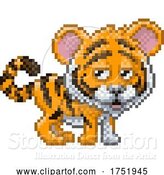 Vector Illustration of Tiger Pixel Art Safari Animal Video Game by AtStockIllustration