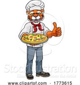Vector Illustration of Tiger Pizza Chef Restaurant Mascot by AtStockIllustration