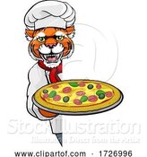 Vector Illustration of Tiger Pizza Chef Restaurant Mascot Sign by AtStockIllustration