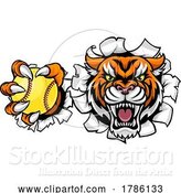 Vector Illustration of Tiger Softball Animal Sports Team Mascot by AtStockIllustration