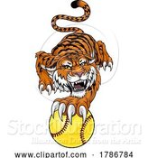 Vector Illustration of Tiger Softball Animal Sports Team Mascot by AtStockIllustration