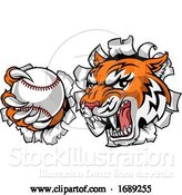 Vector Illustration of Tiger Tennis Player Animal Sports Mascot by AtStockIllustration