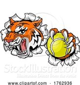 Vector Illustration of Tiger Tennis Player Animal Sports Mascot by AtStockIllustration