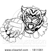 Vector Illustration of Tiger Volleyball Volley Ball Animal Sports Mascot by AtStockIllustration