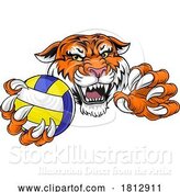 Vector Illustration of Tiger Volleyball Volley Ball Animal Sports Mascot by AtStockIllustration