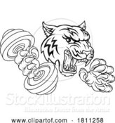 Vector Illustration of Tiger Weight Lifting Dumbbell Gym Animal Mascot by AtStockIllustration