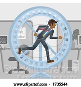 Vector Illustration of Tired Stressed Businessman Running Hamster Wheel by AtStockIllustration